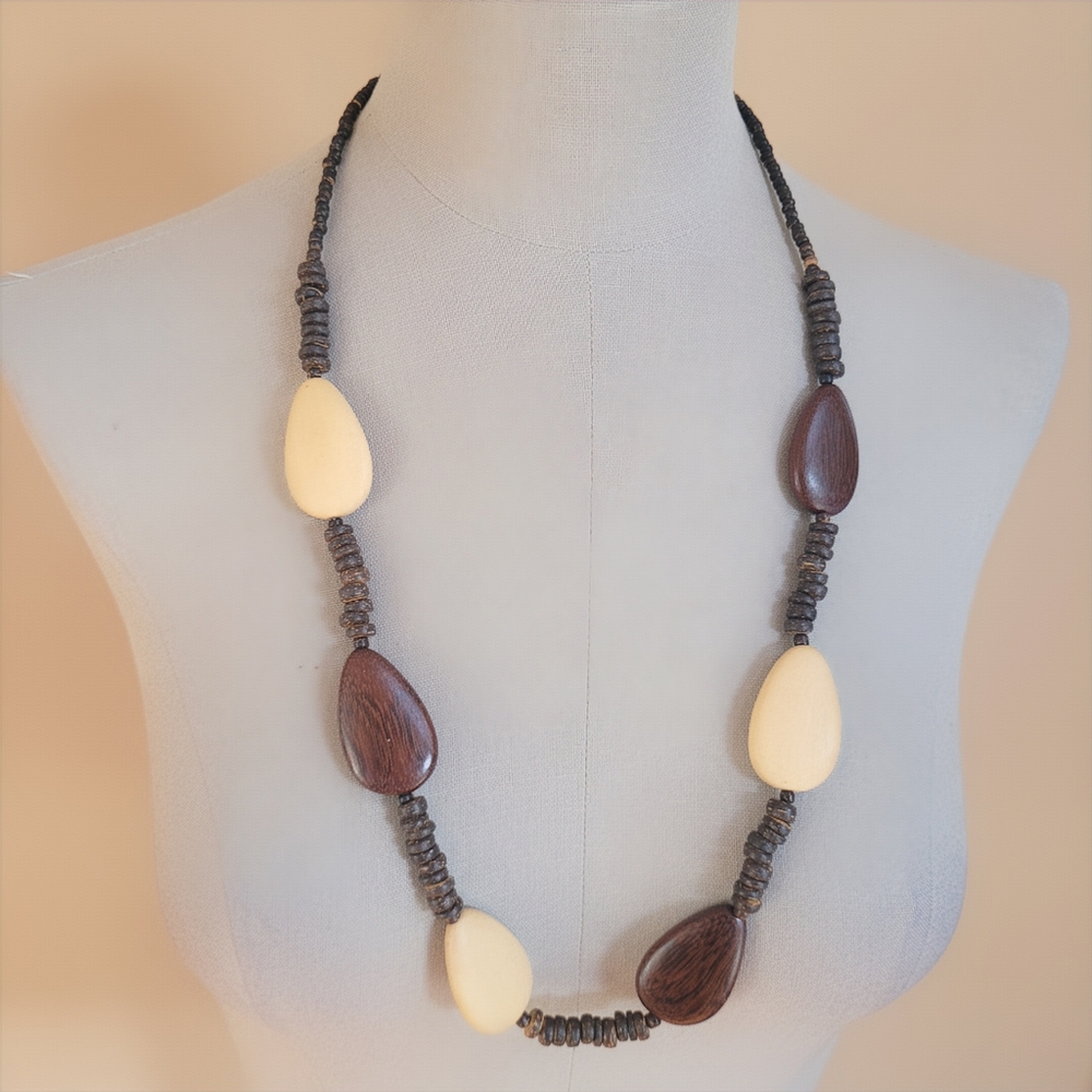 Unique Brown and Cream Beaded Necklace